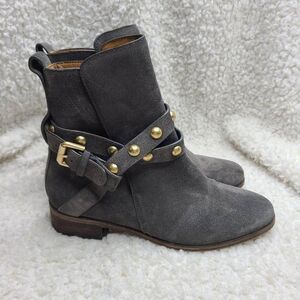 See by Chloe‎ Gray Suede Studded Harness Ankle Boots sz 38